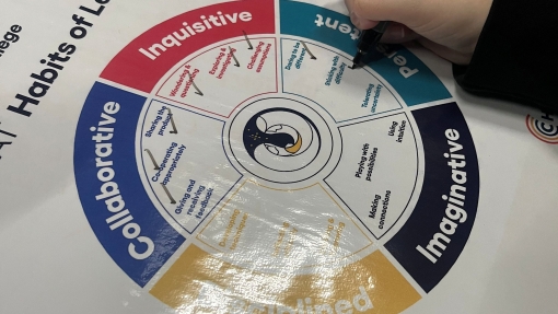 A zoom in of a child ticking a wheel diagram