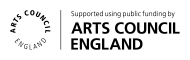 A black and white logo that says Arts Council England in bold writing.