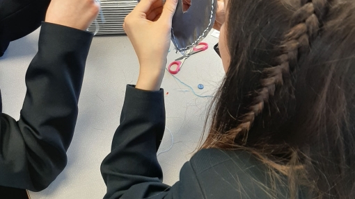 Barnwell School creating typography with textiles