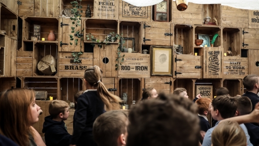School children attending a Grimm and Co workshop