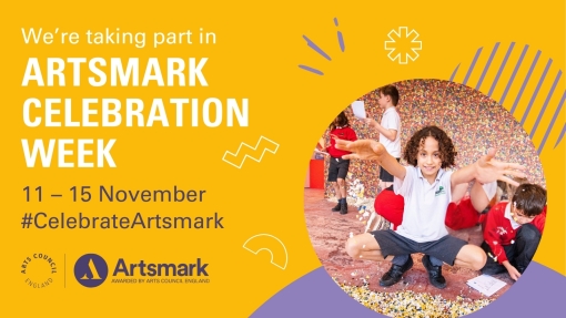 Yellow image with a young person holding their hands out to camera