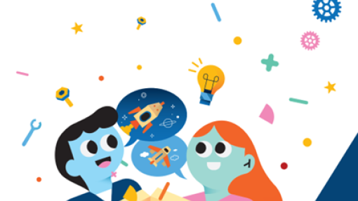 Illustration titled 'THINKING OUTSIDE THE BOX' showing two cartoon characters exploring a box of creative items, with the OECD logo in the corner.