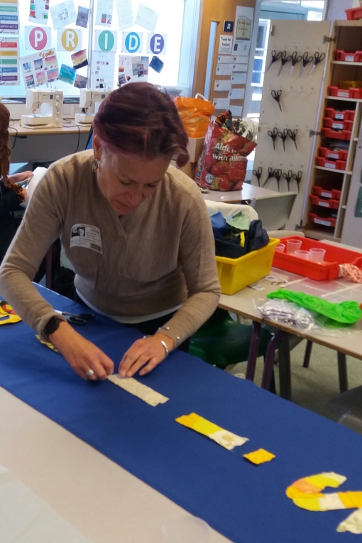 Barnwell School creating typography with textiles