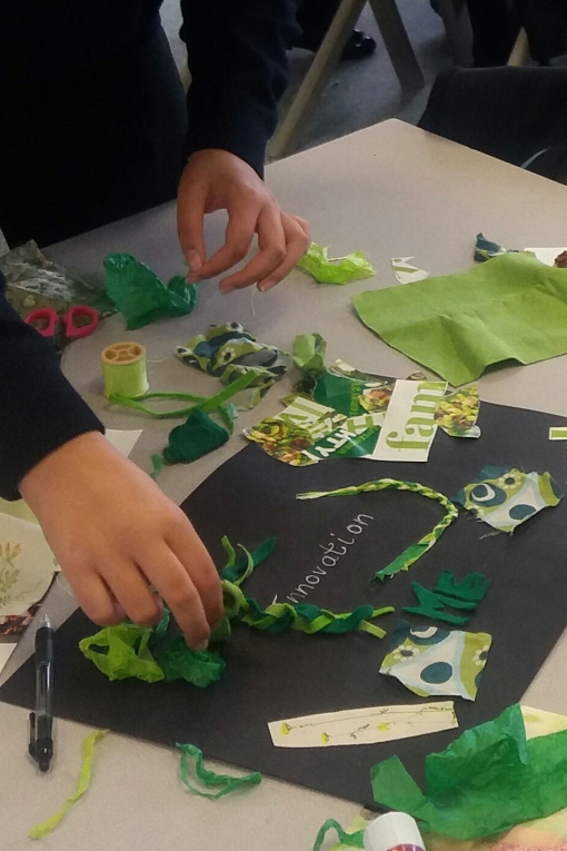 Barnwell School creating typography with textiles