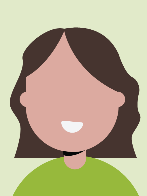 An avatar of a woman with wavy brown hair and a green top.