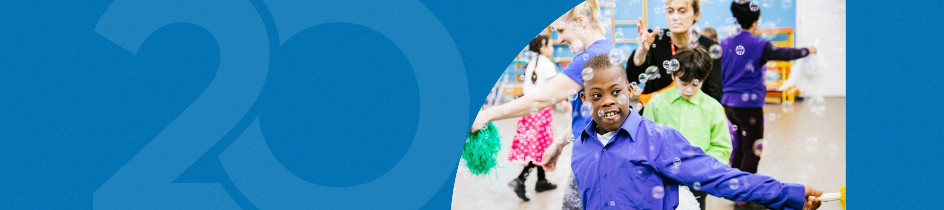 Boy dancing in bubbles 