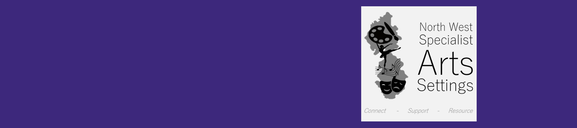 purple header with a logo on the right