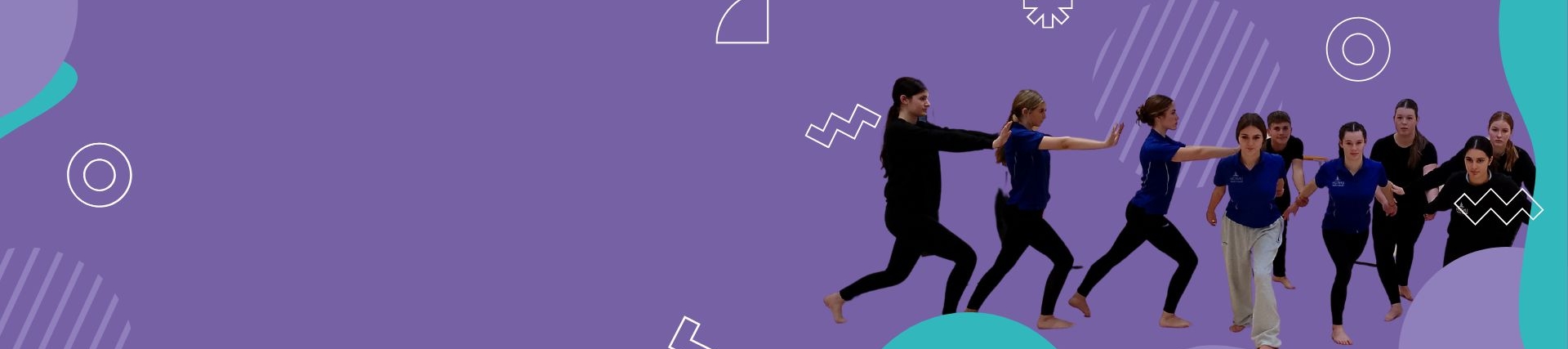 A purple banner with an image of pupils dancing