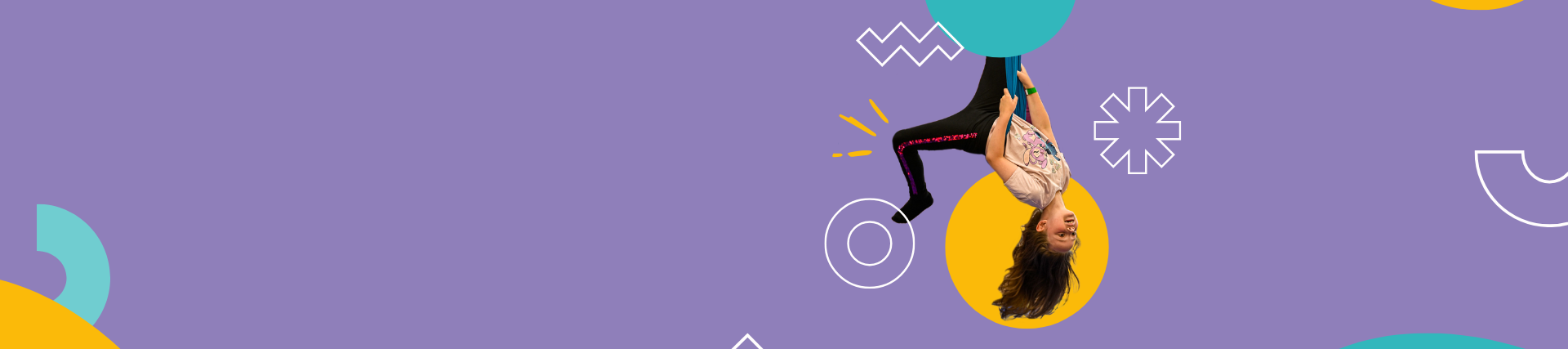 Purple Artsmark header - girl on trapeze