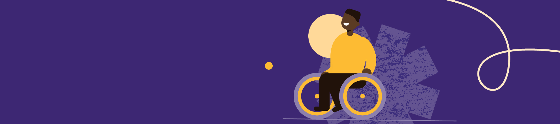 Illustration of wheelchair user with shaped behind them