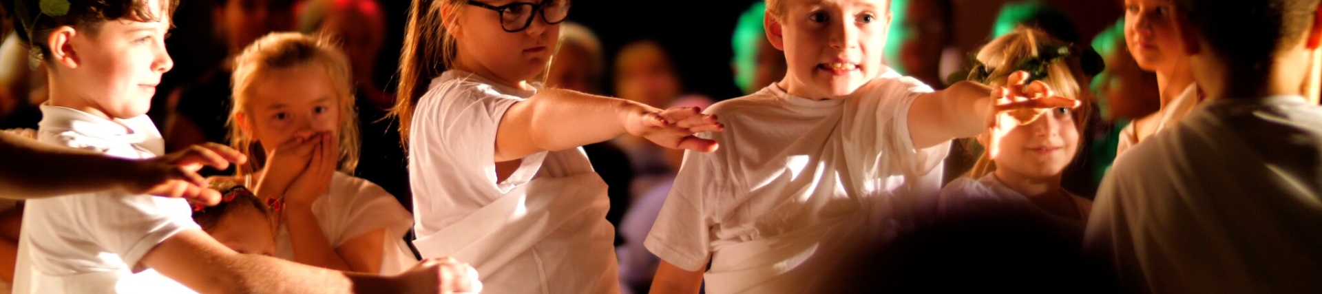 Young actors at Hillstone Primary performing Hercules and Phoebe