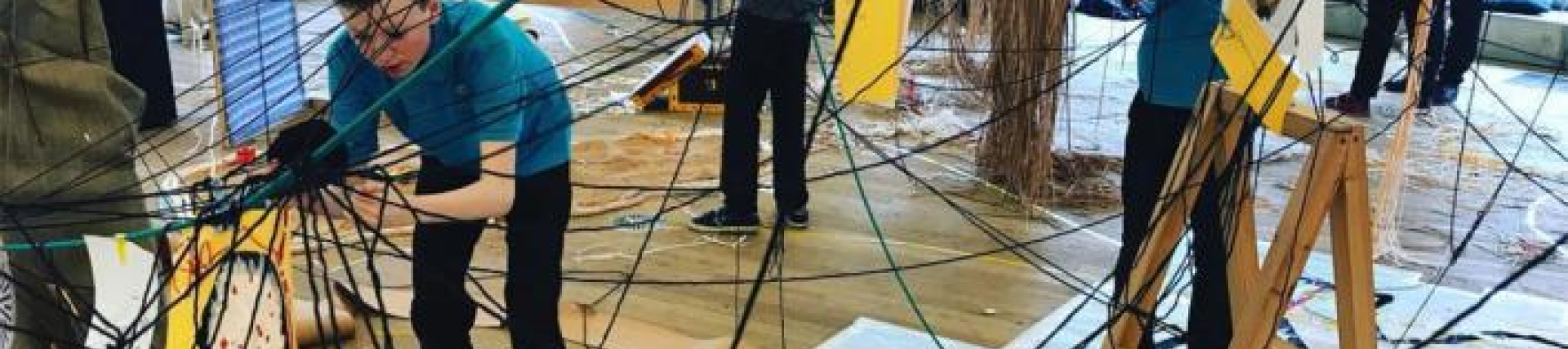 Pupils from Thomas Tallis school working on a structural project at Tate gallery