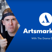 Screenshot of a YouTube video from The Drama Geezers (two men) and the title 'Artsmark CPD with The Drama Geezers'