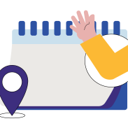 A paper calendar with an image of a hand waving. 