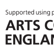 A black and white logo that says Arts Council England in bold writing.