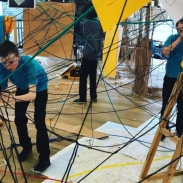 Pupils from Thomas Tallis school working on a structural project at Tate gallery